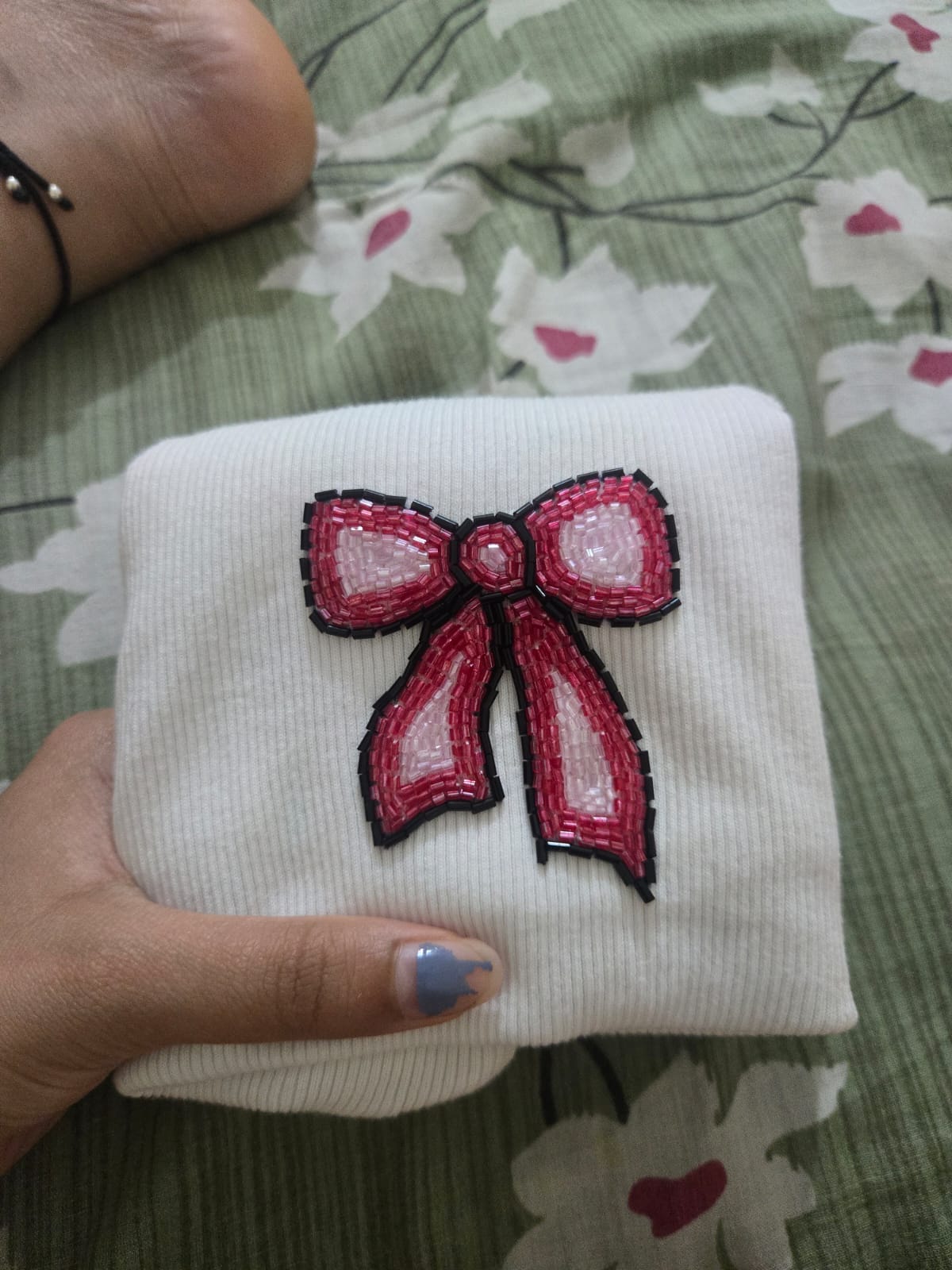 Pink Bow Ribbed Top